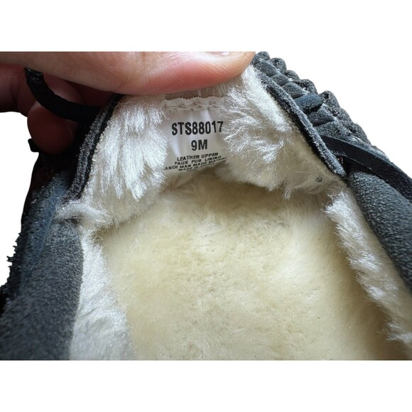 Sperry‎ Women’s Sz 9 Suede Moccasin Slippers Gray Faux Fur Lined - Picture 10 of 10